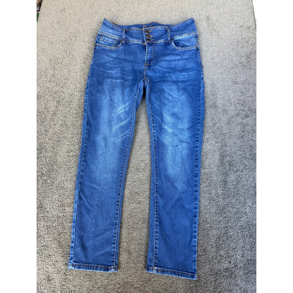 Bamboo Blue Medium Wash Skinny Jeans Size 11/12 3-Button Fly Stretch Denim
